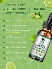 Organic Citrus Bergamot Bergamia Extract 1000 mg Liquid Drops 60ml Soursop