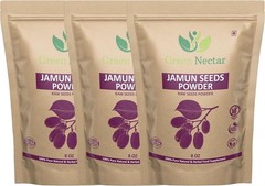 Green Nectar Jamun Seed Powder 8 oz (Pack of 3) 100% Pure Syzygium Cumini Jambul