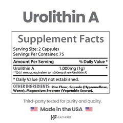 HealthFare Urolithin A | 150 Vegan Capsules | Non-GMO, Gluten-Free | Made in USA