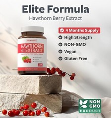 Healths Harmony Hawthorn Berry Capsules for Heart and Digestive Health, 120 ct