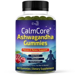Ashwagandha Gummies for Adults with Vitamin D & Zinc – Brain Booster for Focus