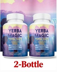 2BOTTLES-Brainista Yerba Magic:100%Pure Unsmoked Yerba Mate,75mg Caffeine,60Caps