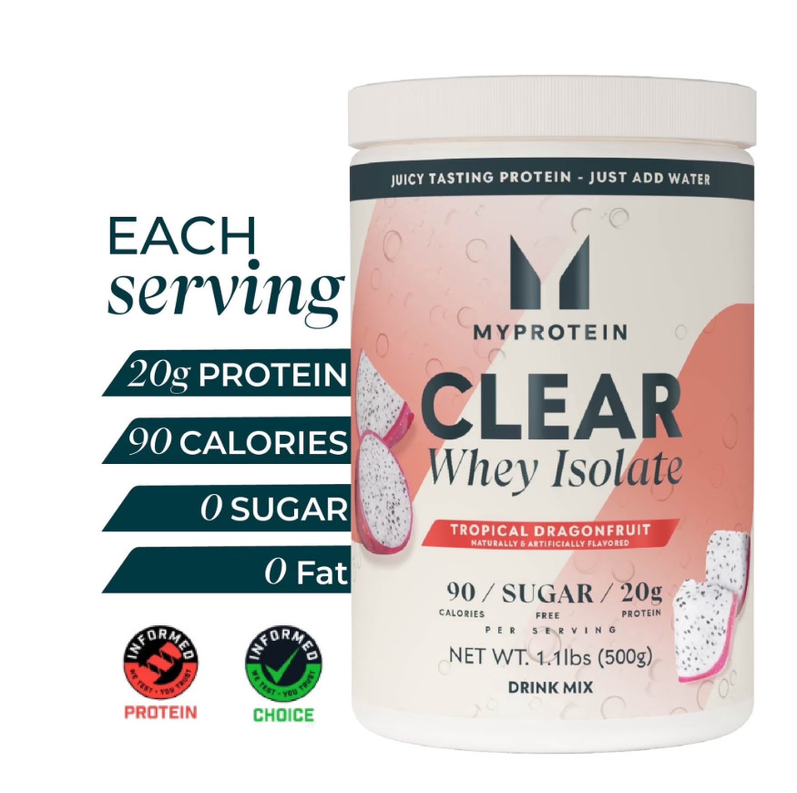 Myprotein Clear Whey Isolate Protein Powder, Tropical Dragonfruit, 20 Servings,