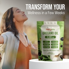 Oregano Oil Capsules 12,000mg with Black Seed Oil, High Carvacrol 300 Softgels