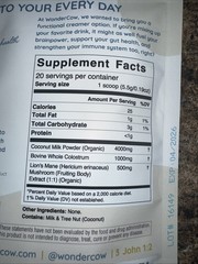 Wondercow Colostrum Creamer Powder Gut Health MCT Lions Mane Coffee 110G Ex 8/26