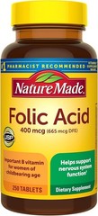 Nature Made Folic Acid 400mcg (665 mcg DFE), Folic Acid Supplements for Women &