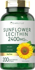 Sunflower Lecithin 2400mg | 200 Softgels | Non-GMO, Gluten Free | by Carlyle