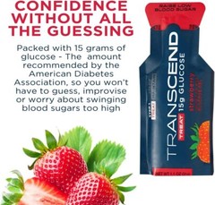 Transcend Glucose Gel Packs for Diabetics – Strawberry 3/15/50/100 Packs