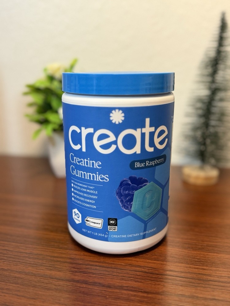 Create Creatine Gummies Blue Raspberry 90 Gummies Creapure NSF Certified Sport