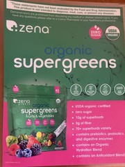 Zena Greens USDA Organic Supergreens Powder Probiotics Mixed Berry 30 Serv