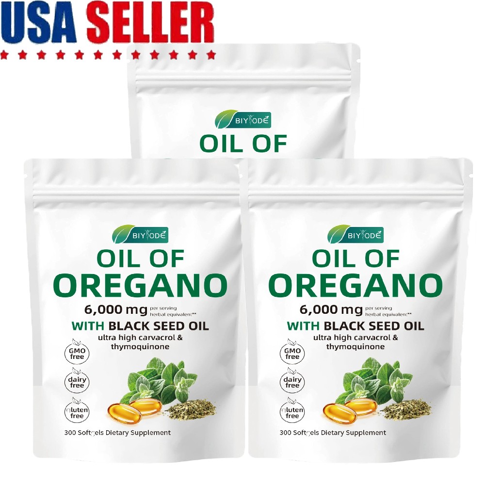 Oil of Oregano Softgels w/Black Seed –6000mg elevated Potency –900 Count (Pac…