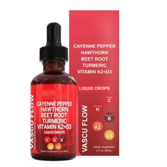 Nutra Vascu Flow Cayenne Pepper Hawthorn Beet Root Turmeric Vitamin Liquid Drops