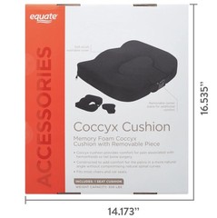 Equate Memory Foam Coccyx Cushion with Removable Center Piece, Black