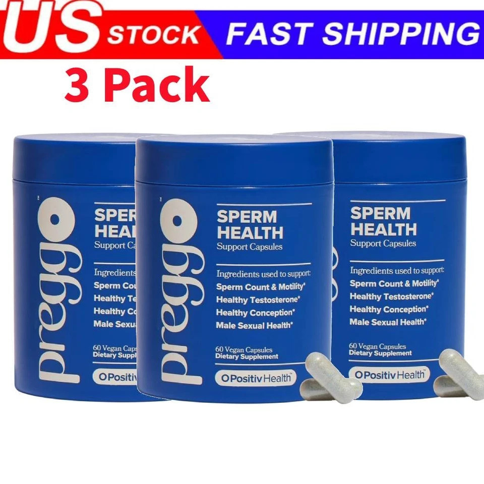 3 Pack PREGGO O-Positive Sperm Health Boost Capsules – 180 Count For Men**-