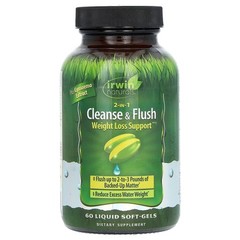 2 X Irwin Naturals, 2-In-1 Cleanse & Flush Weight Loss Support, 60 Liquid Soft-