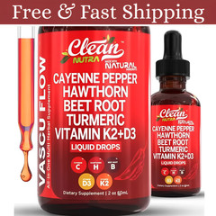 Cayenne Pepper Hawthorn Beet Root Turmeric Vitamin K2+D3 Liquid Drops (60ML) ！+
