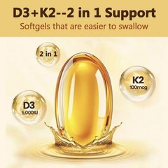 NEW LUXRY Vitamin D3 5000 IU with K2 MK7 250 Veggie Softgels Bone Immune Support