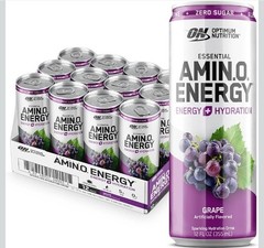 Amino Energy Sparkling Hydration Drink – Sugar Free Grape, 12 Pack (12 Fl Oz)