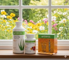 Herbalife Peach Tea 3.6 oz+Mandarin Aloe Pint+30 Ignite-Me Orange Liftoff Stks