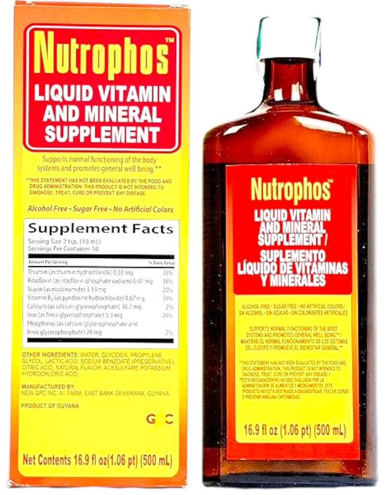 Nutrophos Liquid Vitamin & Mineral Supplement 16.9 fl oz (500ml) Energy & Health