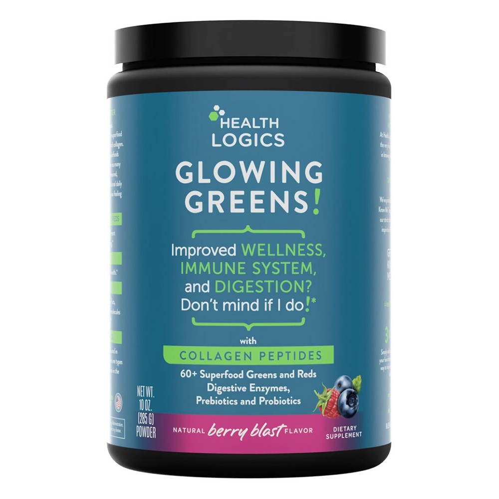 Health Logics Glowing Greens Superfood Greens, Prebiotic, Probiotic & Collagen