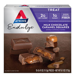 Atkins Endulge Treats, Caramel Chocolate Squares, Low Carb and Low Sugar , 15 Ct