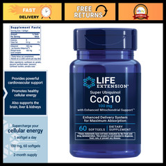 CoQ10 Ubiquinol 100mg – Enhanced Mitochondrial & Heart Health Support, 60 Softge