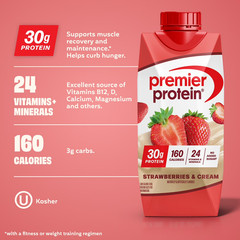 Premier Protein Shake, Strawberries & Cream, 30g Protein, 11 fl oz, 4 Ct