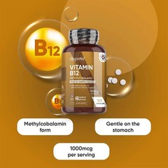 Vitamin B12 120pcs,Reduce Fatigue,Support Brain Function & Nervous System Health