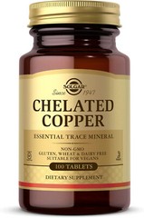 Solgar Chelated Copper, 100 Tablets Essential for Collagen Formation