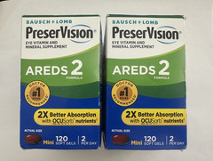 2 Pack PreserVision AREDS 2 Eye Vitamins 120 Softgels, Exp 10/2026
