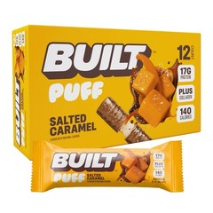 Puff Built Bar Protein Bar 17g Gluten-Free, Salted Caramel, 12-Pack
