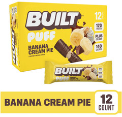 BUILT Puff Protein Bars, Banana Cream Pie, 17g Protein, 12 Pack