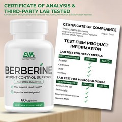 EVA Berberine Capsules | weight control | supports Heart Health & Immune 2 pack