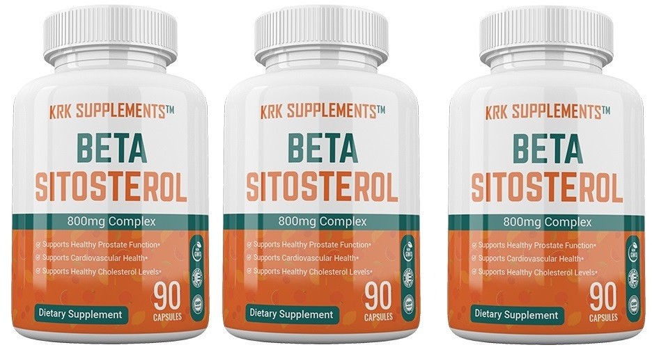 3 Bottle Beta Sitosterol 800mg Prostate Support Urinary Bladder KRK Supplements