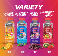 SueroX Electrolyte Drink – Sugar-Free, 12ct Variety, 0 Cal, 8 Ions
