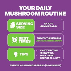 Drops of Nature Mushroom Gummies – Ashwagandha, Lion’s Mane – 80ct