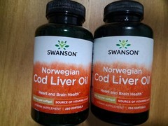 2 Pack Swanson Norwegian Cod Liver Oil 350 mg 250 Softgels per Bottle