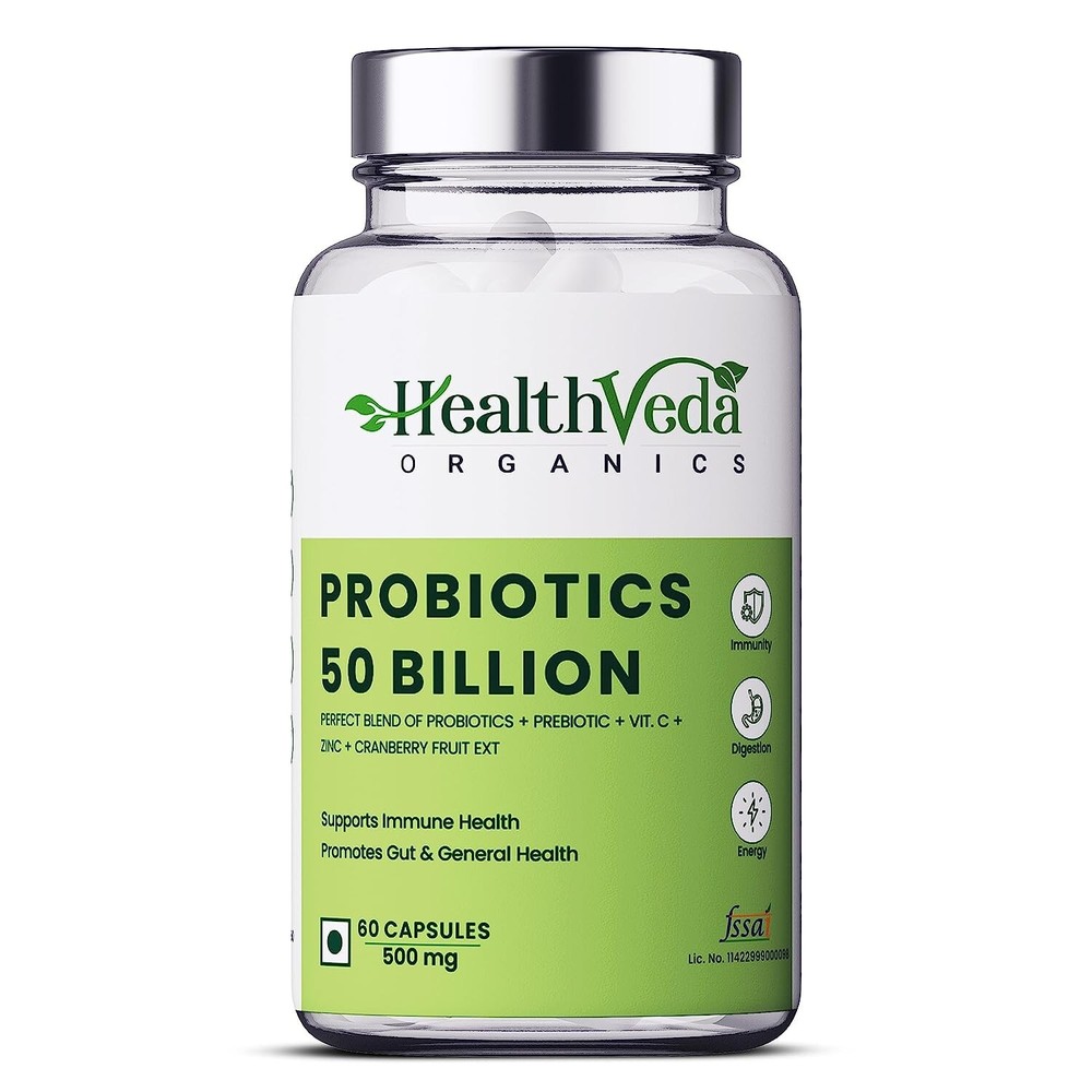 Health Veda Organics Probiotics 50 Billion CFU Multi-Strains | 60 Veg Capsules