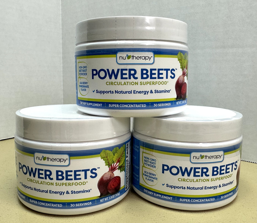 Nu-Therapy Power Beets Circulation Superfood 5.8 oz tubs Lot of 3 Exp 07/26