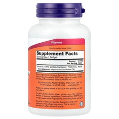 2 X NOW Foods, Natural Beta Carotene, 7,500 mcg (25,000 IU), 180 Softgels