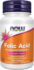 Folic Acid 800 mcg + Vitamin B12 25 mcg Tablets, 250 Count – B Complex Supplemen