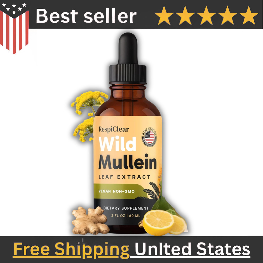 All-Natural RESPICLEAR Mullein Drops with Ginger & Lemon for Lung Cleanse and..