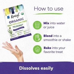 Konsyl USDA Organic Psyllium Husk Powder – 12oz, 60 Servings, Natural Unflavo…