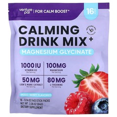 2 X Venture Pal, Calming Drink Mix+, Magnesium Glycinate, Mixed Berry, 16 Stick