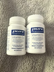 2 Bottles Vitamin D 125mcg 60 Capsules Pure Encapsulations Exp: 8/26