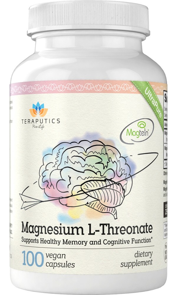 Magnesium L Threonate (Magtein) – 100 Vegan Capsules – Non-GMO UltraPure