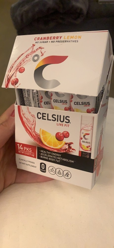 CELSIUS Cranberry Lemon On-the-Go Powder Stick Packs, Zero Sugar Pack of 14 NEW