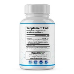 2 BOTTLES—Decent Nature Magnesium Complex1000mg-7Elemental Magnesium Capsules