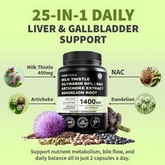 MEDCHOICE Milk Thistle Silymarin 80% NAC Artichoke Extract Dandelion Root 1400mg